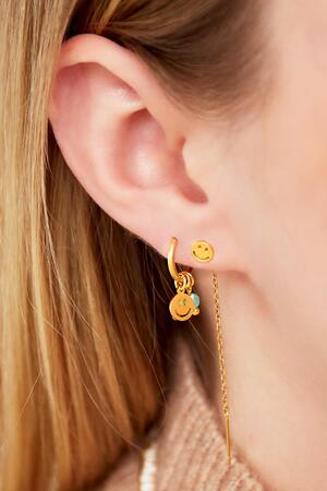 Golden stainless steel earrings smiley & stones Pink h5 Picture2